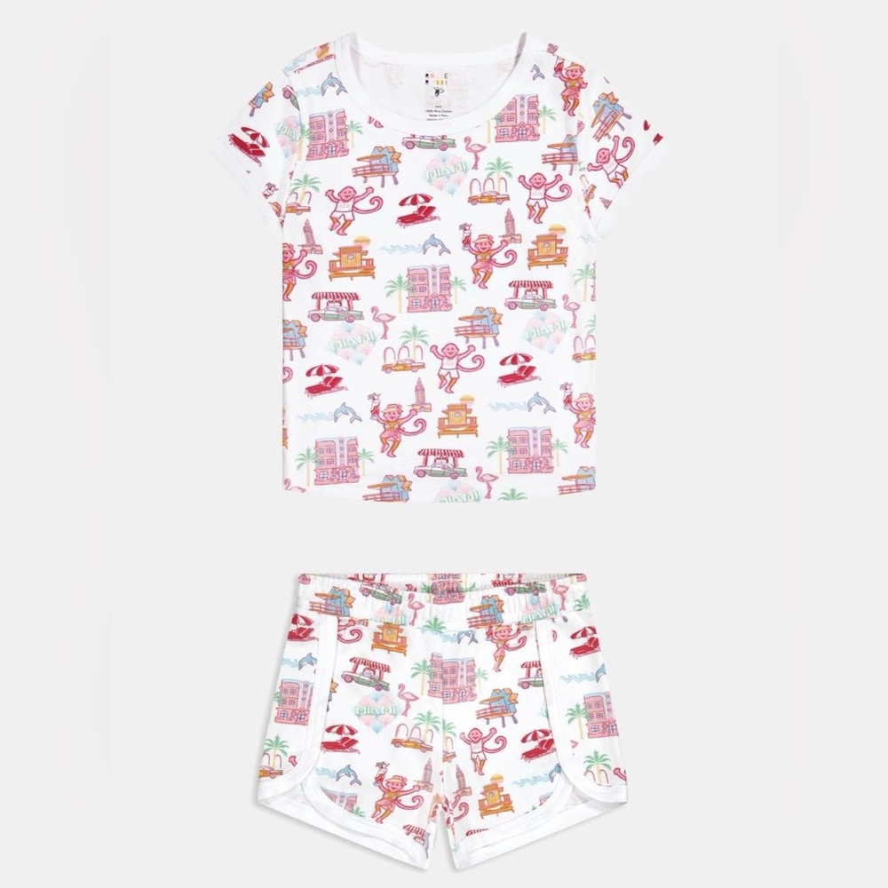 Roller Rabbit Playa Kids Miami Monkey Play Pajama Set
